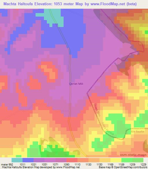 Machta Haltoufa,Algeria Elevation Map