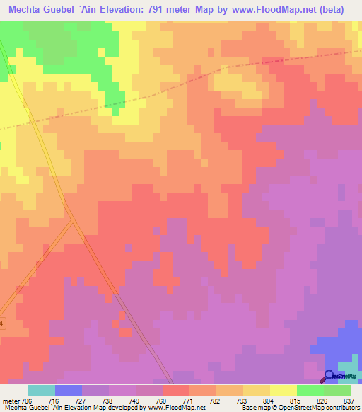 Mechta Guebel `Ain,Algeria Elevation Map
