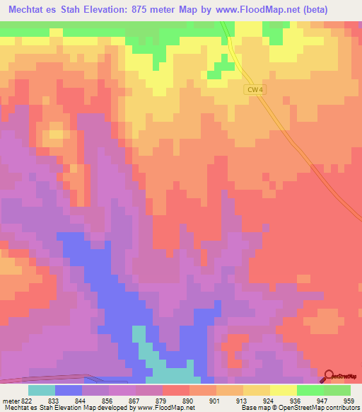 Mechtat es Stah,Algeria Elevation Map