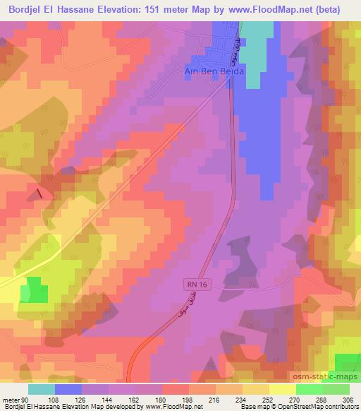 Bordjel El Hassane,Algeria Elevation Map
