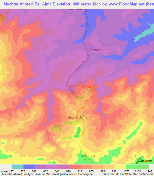 Mechtat Ahmed Bel Ajmi,Algeria Elevation Map