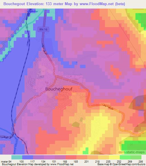 Bouchegout,Algeria Elevation Map