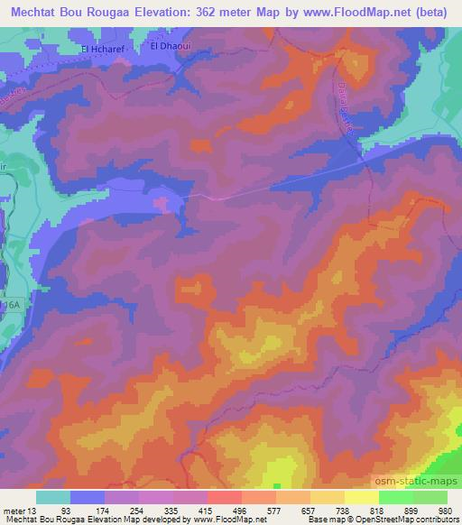 Mechtat Bou Rougaa,Algeria Elevation Map