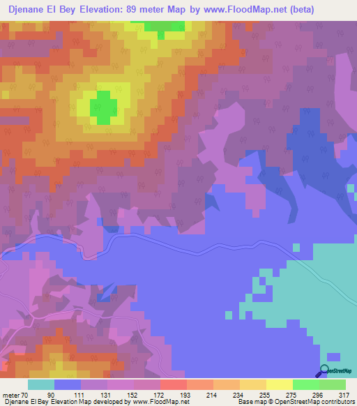 Djenane El Bey,Algeria Elevation Map