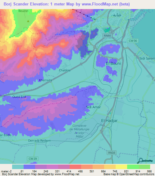 Borj Scander,Algeria Elevation Map