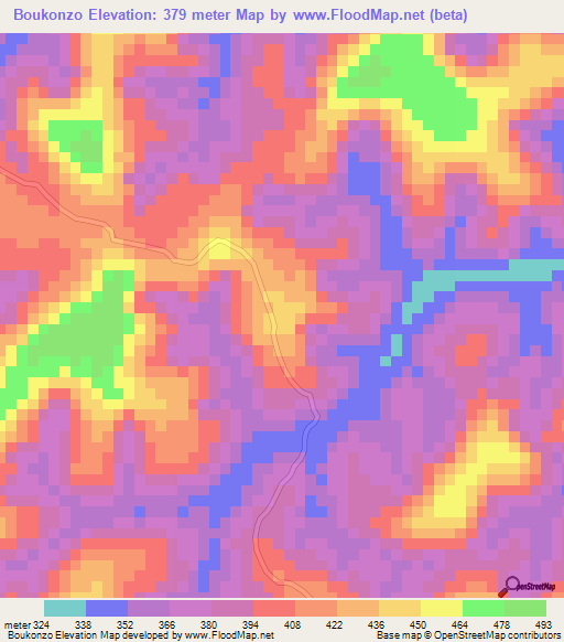 Boukonzo,Congo (Brazzaville) Elevation Map