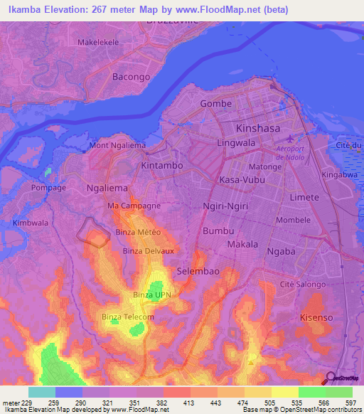 Ikamba,Congo (Kinshasa) Elevation Map