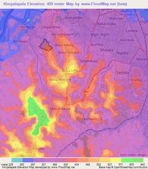 Kimpalapala,Congo (Kinshasa) Elevation Map