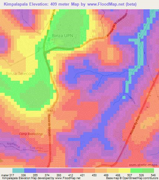 Kimpalapala,Congo (Kinshasa) Elevation Map