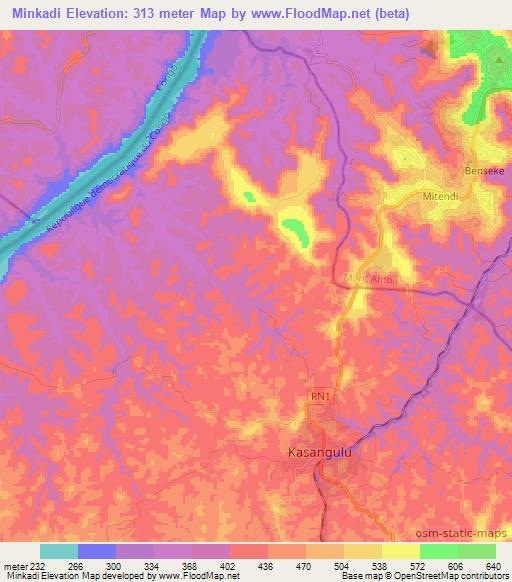 Minkadi,Congo (Kinshasa) Elevation Map