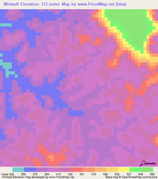 Minkadi,Congo (Kinshasa) Elevation Map