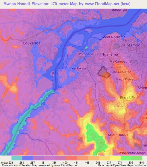 Mwana Nsundi,Congo (Kinshasa) Elevation Map