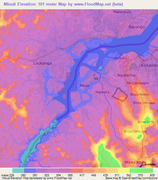 Mbudi,Congo (Kinshasa) Elevation Map