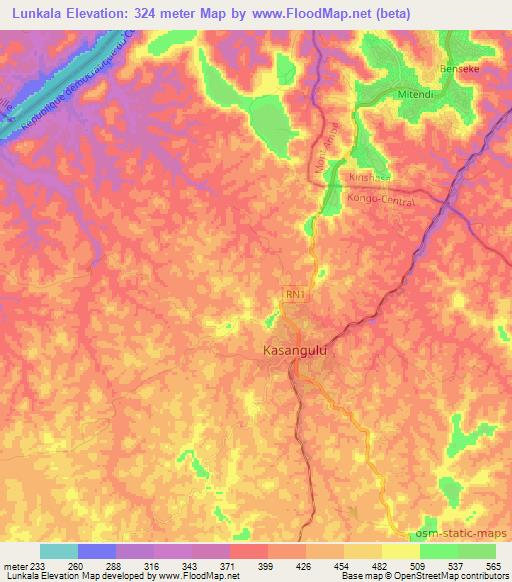 Lunkala,Congo (Kinshasa) Elevation Map