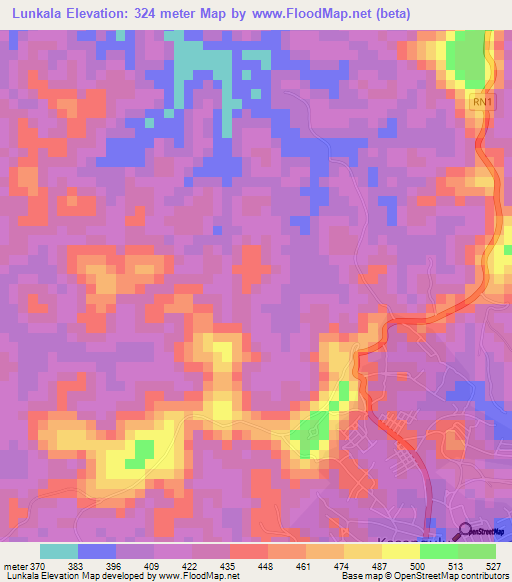 Lunkala,Congo (Kinshasa) Elevation Map