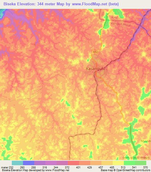 Biseka,Congo (Kinshasa) Elevation Map