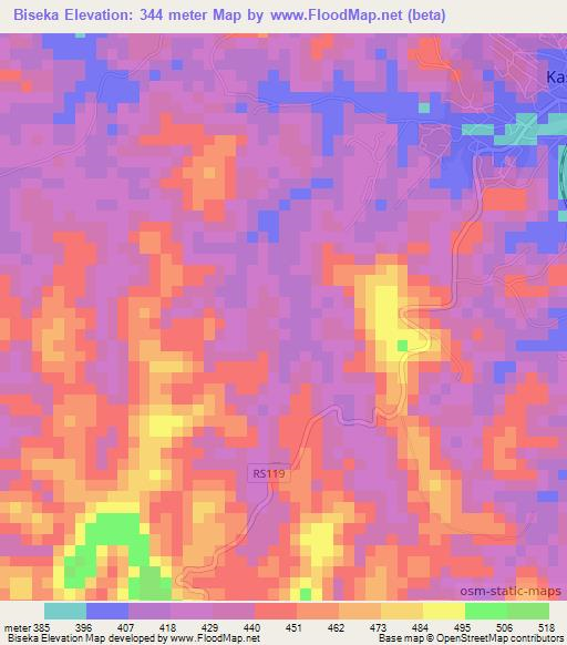 Biseka,Congo (Kinshasa) Elevation Map