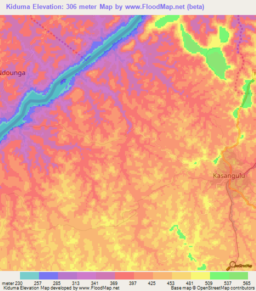Kiduma,Congo (Kinshasa) Elevation Map