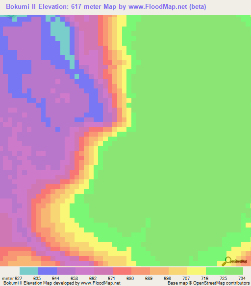Bokumi II,Congo (Kinshasa) Elevation Map