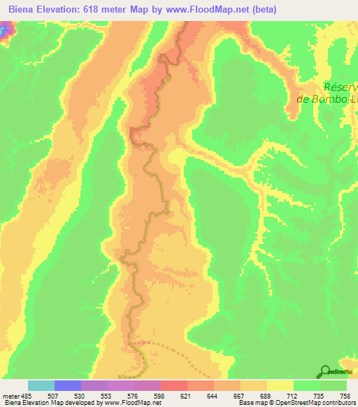 Biena,Congo (Kinshasa) Elevation Map
