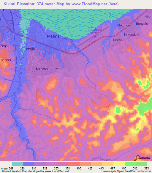 Kikimi,Congo (Kinshasa) Elevation Map