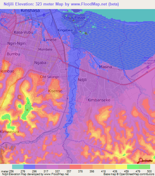 Ndjili,Congo (Kinshasa) Elevation Map