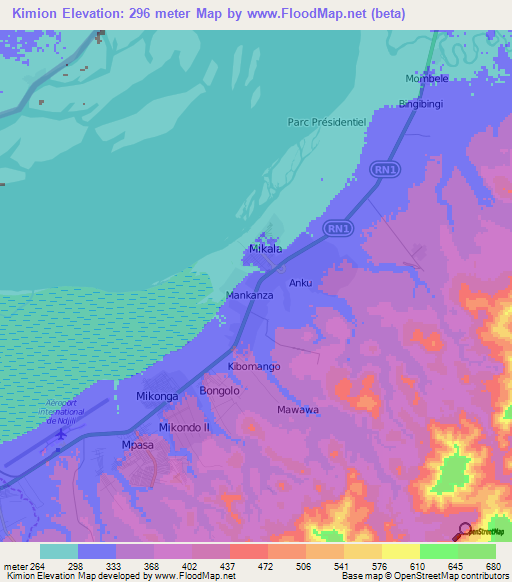 Kimion,Congo (Kinshasa) Elevation Map