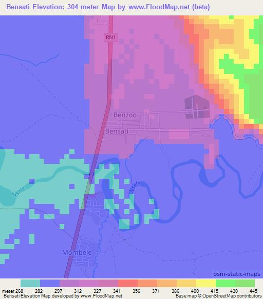 Bensati,Congo (Kinshasa) Elevation Map