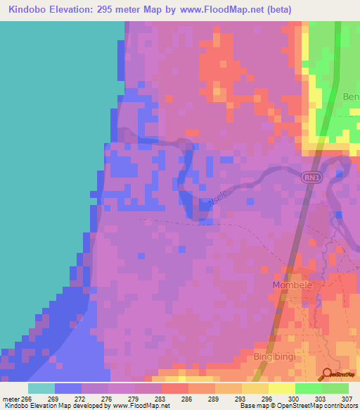 Kindobo,Congo (Kinshasa) Elevation Map