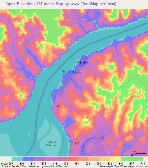 L'opes,Congo (Kinshasa) Elevation Map
