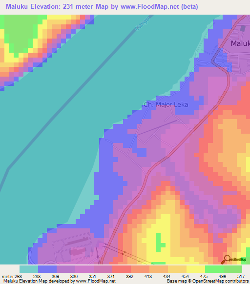 Maluku,Congo (Kinshasa) Elevation Map