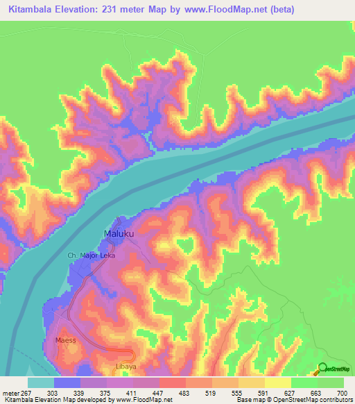 Kitambala,Congo (Kinshasa) Elevation Map