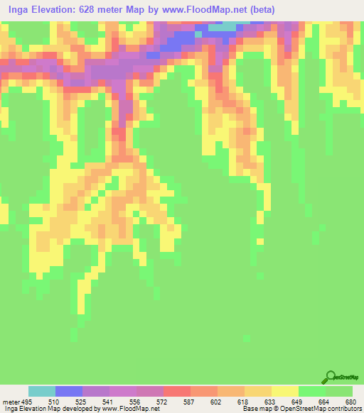 Inga,Congo (Kinshasa) Elevation Map