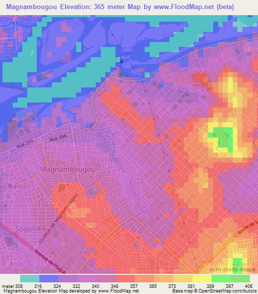 Magnambougou,Mali Elevation Map