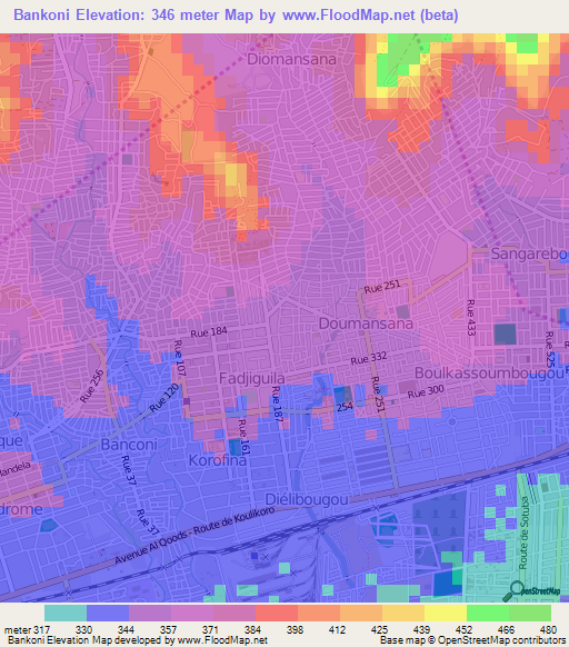 Bankoni,Mali Elevation Map
