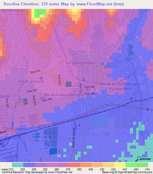 Korofina,Mali Elevation Map