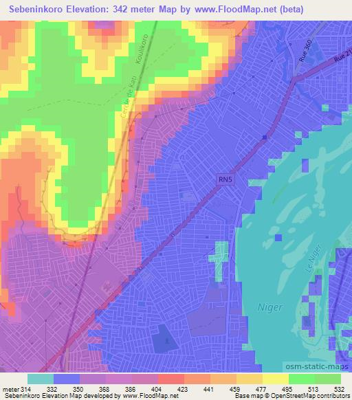 Sebeninkoro,Mali Elevation Map