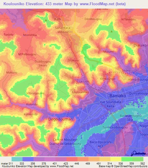 Koulouniko,Mali Elevation Map