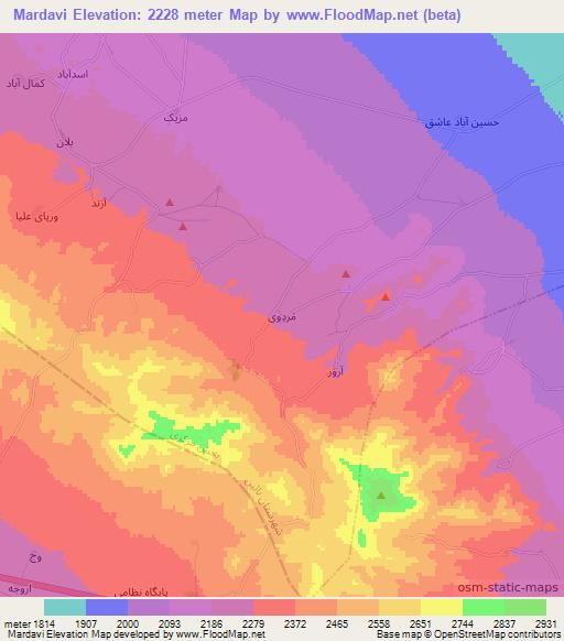 Mardavi,Iran Elevation Map