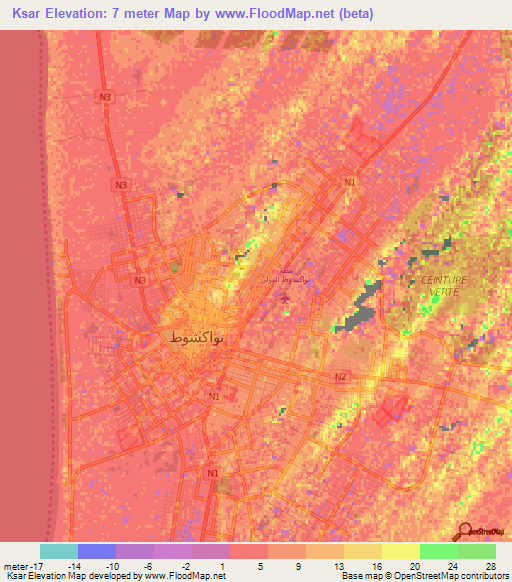 Ksar,Mauritania Elevation Map