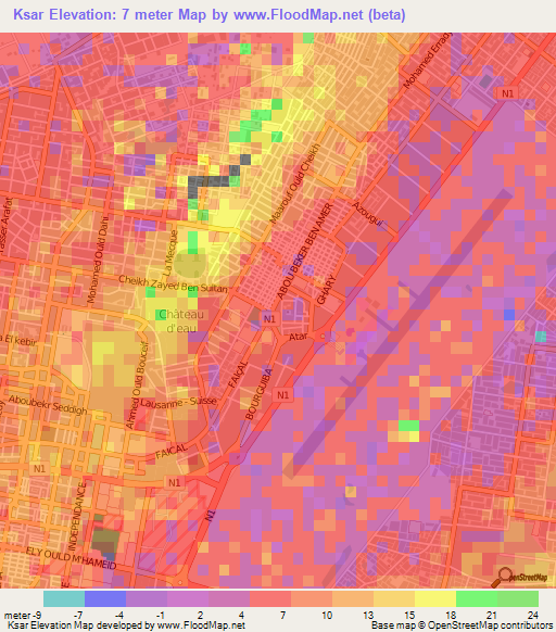 Ksar,Mauritania Elevation Map
