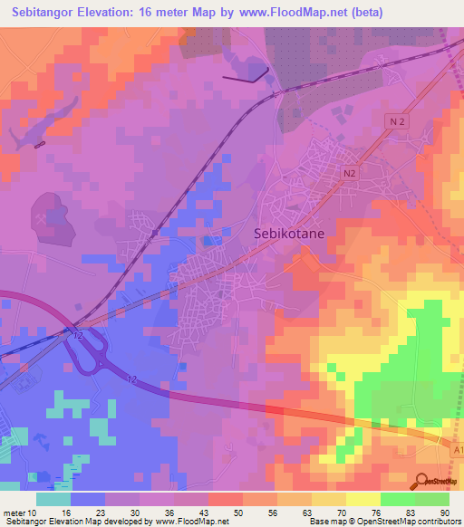 Sebitangor,Senegal Elevation Map
