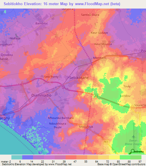 Sebitiokho,Senegal Elevation Map