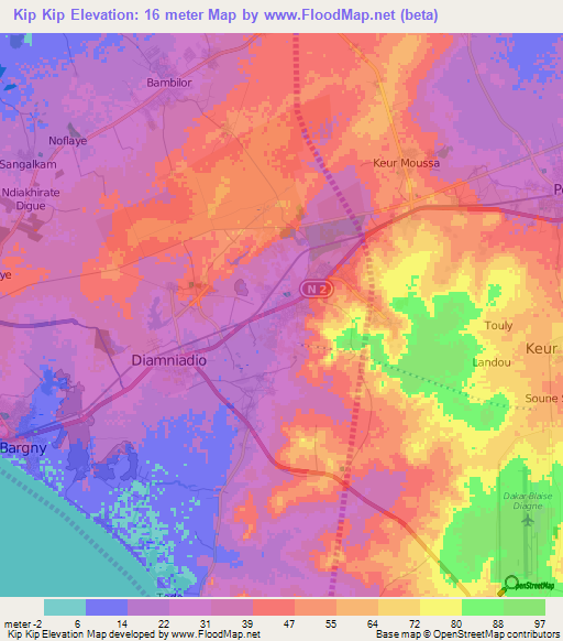 Kip Kip,Senegal Elevation Map
