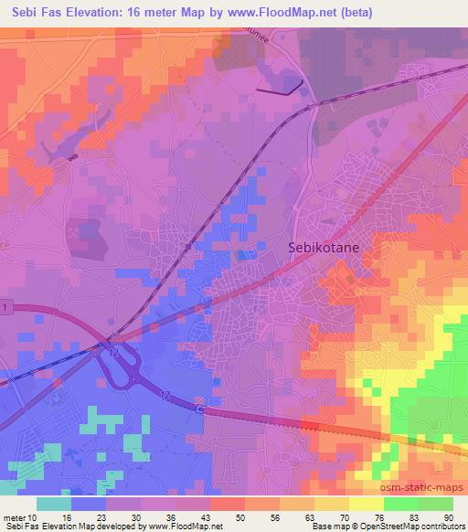 Sebi Fas,Senegal Elevation Map