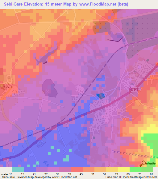 Sebi-Gare,Senegal Elevation Map