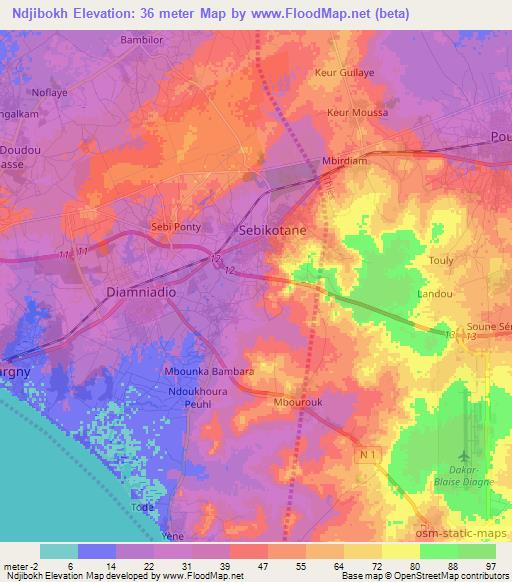 Ndjibokh,Senegal Elevation Map