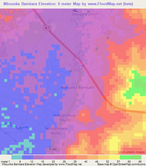 Mbounka Bambara,Senegal Elevation Map
