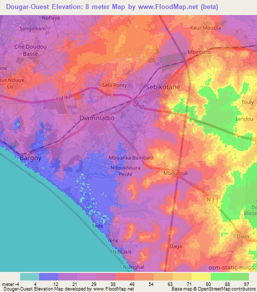 Dougar-Ouest,Senegal Elevation Map