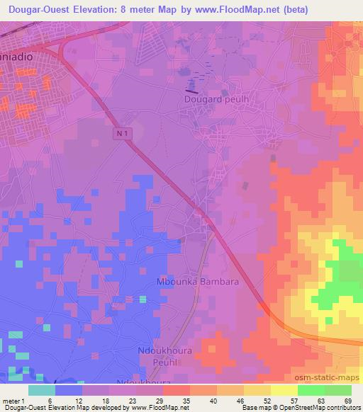 Dougar-Ouest,Senegal Elevation Map